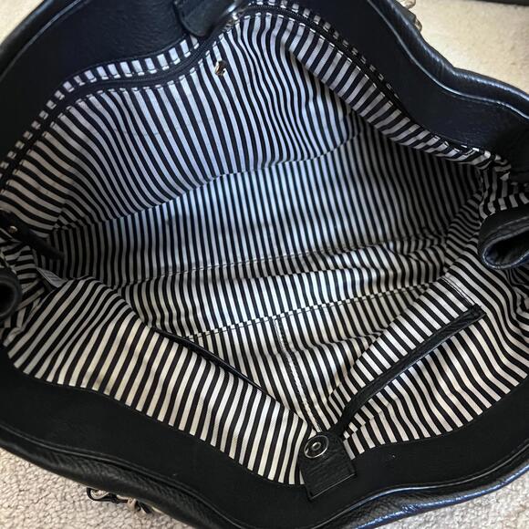 Kate Spade Andee Pebbled Leather Tote Black Shoulder Bag Gold Chain Strap Large - Picture 8 of 9